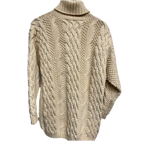 Classiques Entiner 100% Merino Wool Cream cable sweater cottagecore fisherman S - Picture 1 of 8